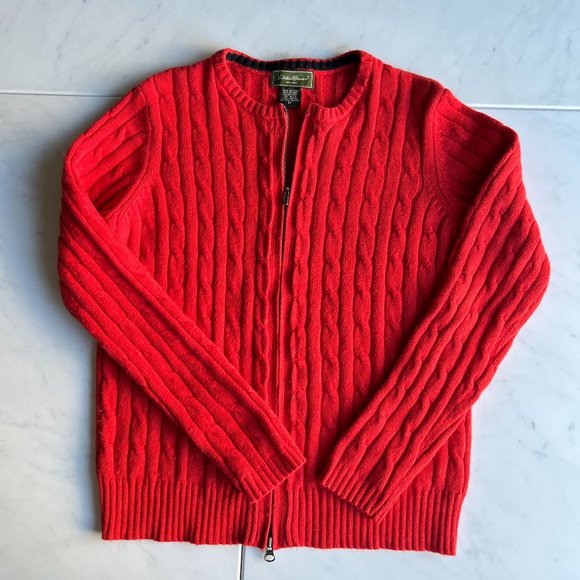 Vintage Eddie Bauer Cotton/Angora/Nylon Sweater in Red - Picture 7 of 13
